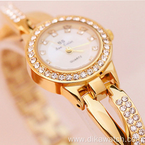 BS 2019 Quartz Casual Wristwatches Women High-end Linked List Custom Full Diamond Watch Quartz Watch Stainless Steel FA1531